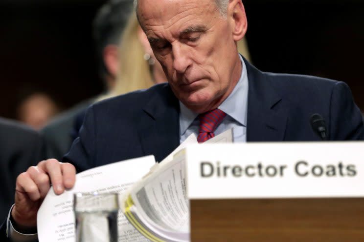Director of National Intelligence Dan Coats testifies before the Senate Armed Services Committee.