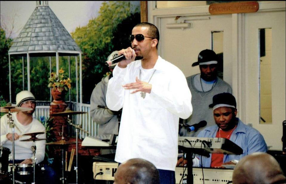 New Orleans rapper Mac performs while in prison in an undated photo.