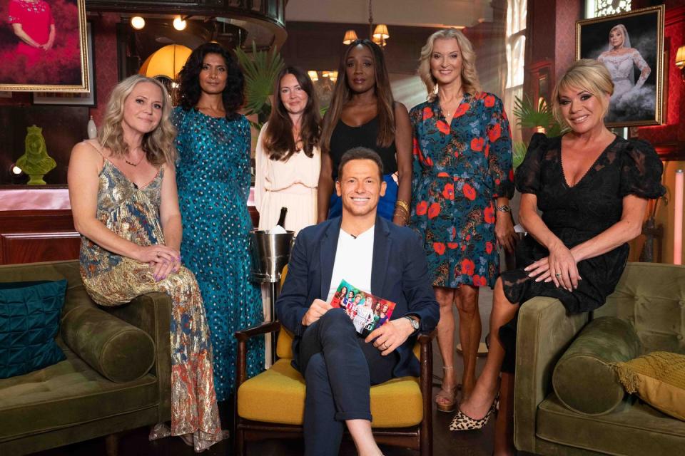 kellie bright linda, balvinder sopal suki, lacey turner stacey, joe swash, diane parish denise, gillian taylforth kathy and letitia dean sharon