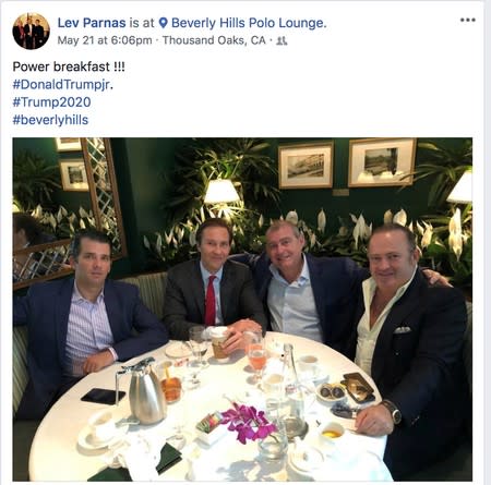 Businessmen Lev Parnas and Igor Fruman appear with Donald Trump Jr in social media post released by Campaign Legal Center in Washington