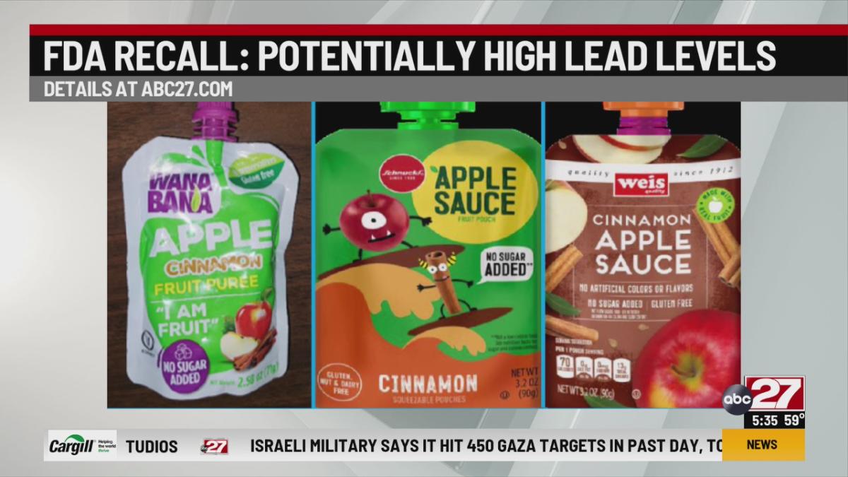 Applesauce recall after high levels of lead found