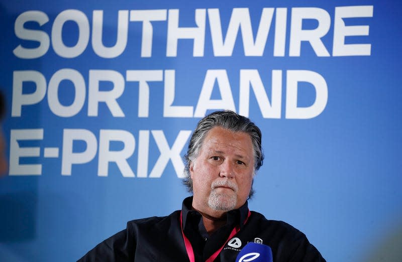 Michael Andretti of Avalanche Andretti Racing is interviewed during the 2023 ePrix at Portland International Raceway on June 23, 2023 in Portland, Oregon