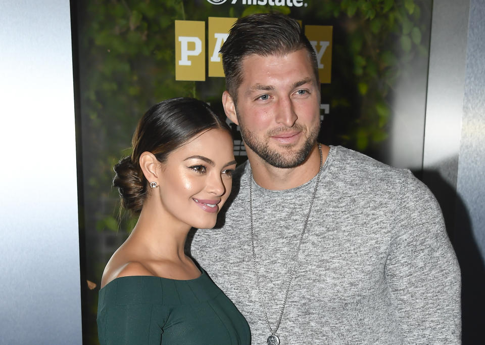 Tim Tebow and his girlfriend Demi-Leigh Nel-Peters are engaged. (Photo by Steve Jennings/Getty Images for ESPN)