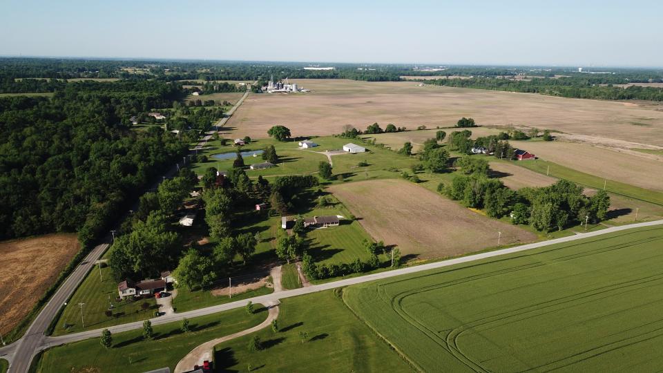 This is the heart of where the Intel chip manufacturing facility in New Albany will be built. This view, photographed May 30, looks south, with Green Chapel Road across the bottom.