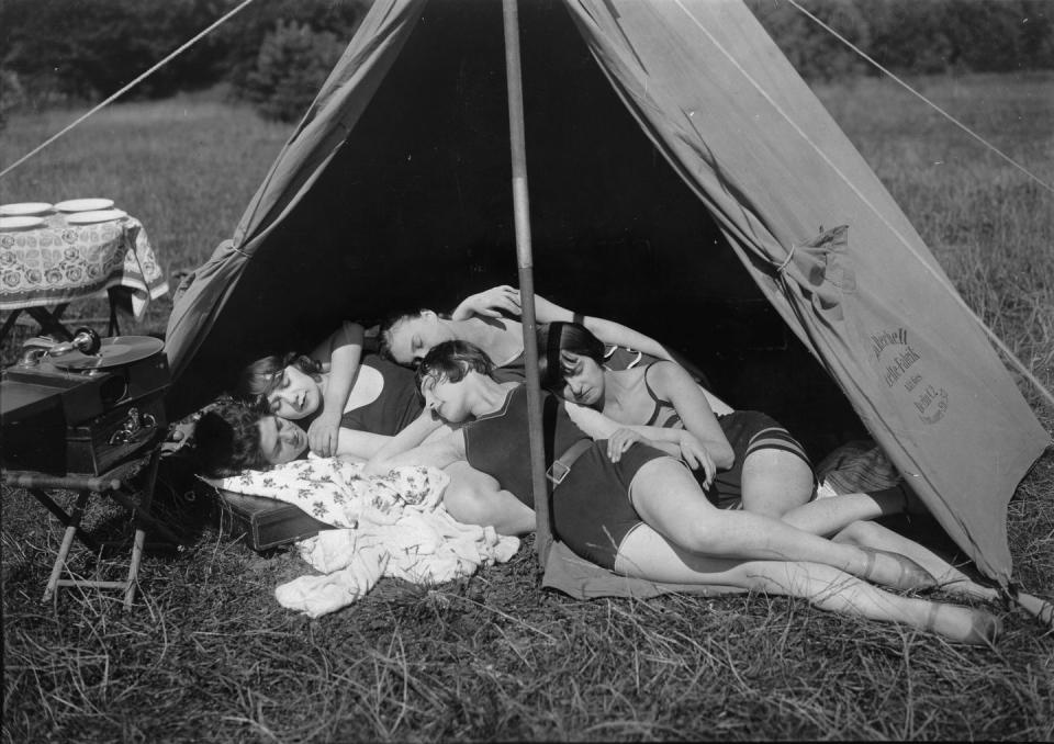 Sleeping in the tent: 1935