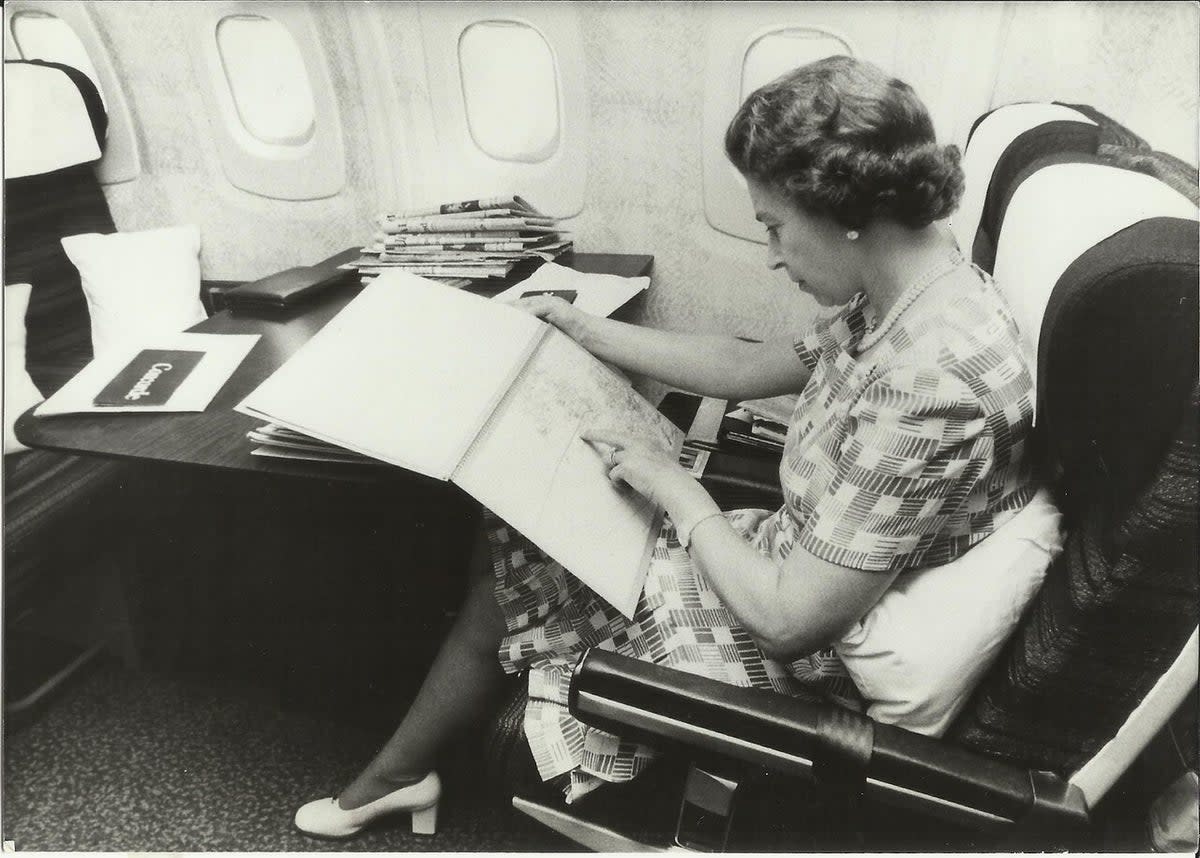 Regal route: Queen Elizabeth enjoys a Concorde flight to New York in 1977 (British Airways)