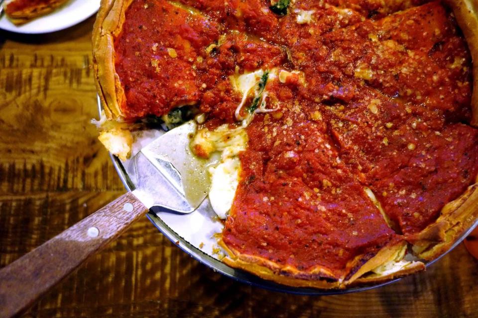 Stuffed deep dish pizza at Giordano's