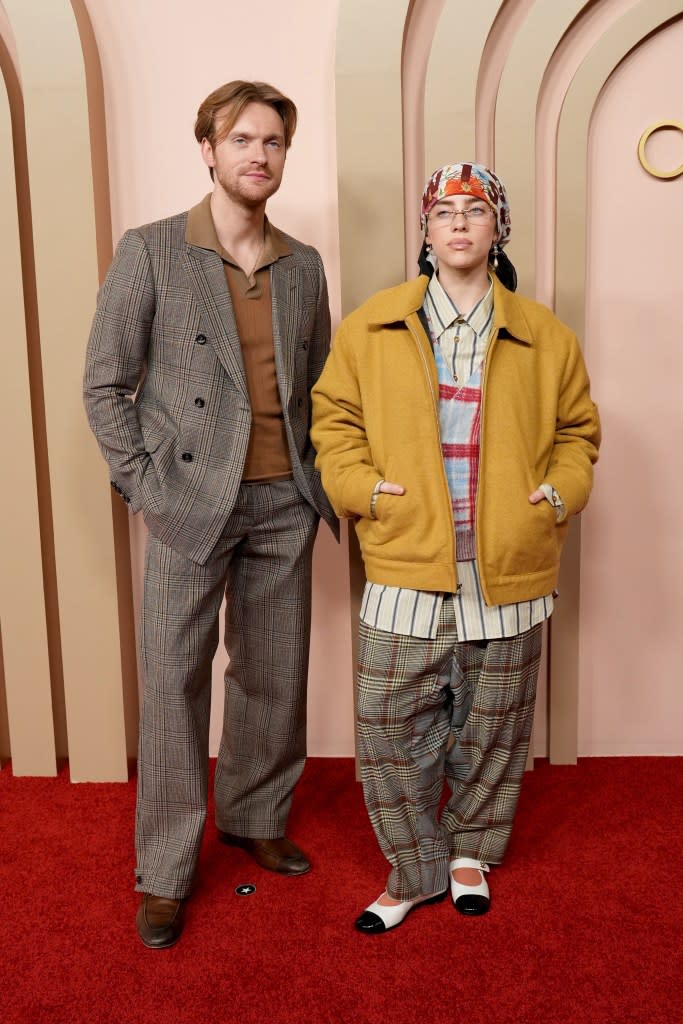 Finneas O'Connell and Billie Eilish attend the 96th Oscars Nominees Luncheon at The Beverly Hilton on February 12, 2024 in Beverly Hills, California