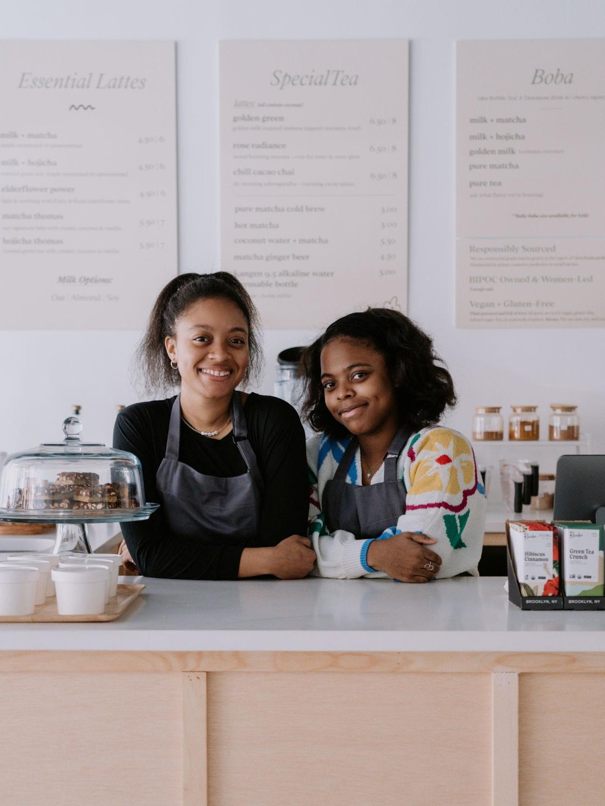 From left, Haile Thomas and Nia Thomas behind the counter at their teahouse, Matcha Thomas, located at 179 Main St., Beacon.