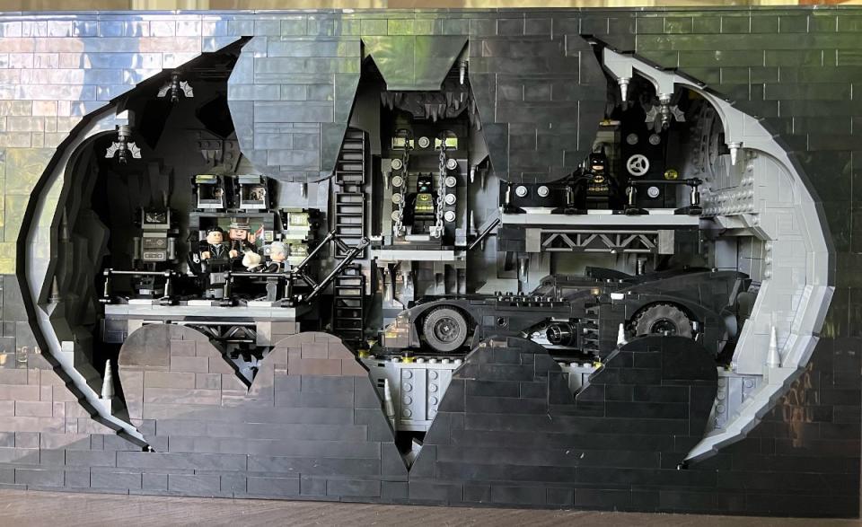 The front of the LEGO Batcave Shadow Box set