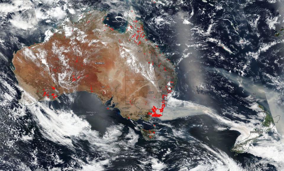 earth australia brush fires smoke new zealand himawari 8 hot spots satellite image photo january 2 2020 nasa eosdis worldview zoom out