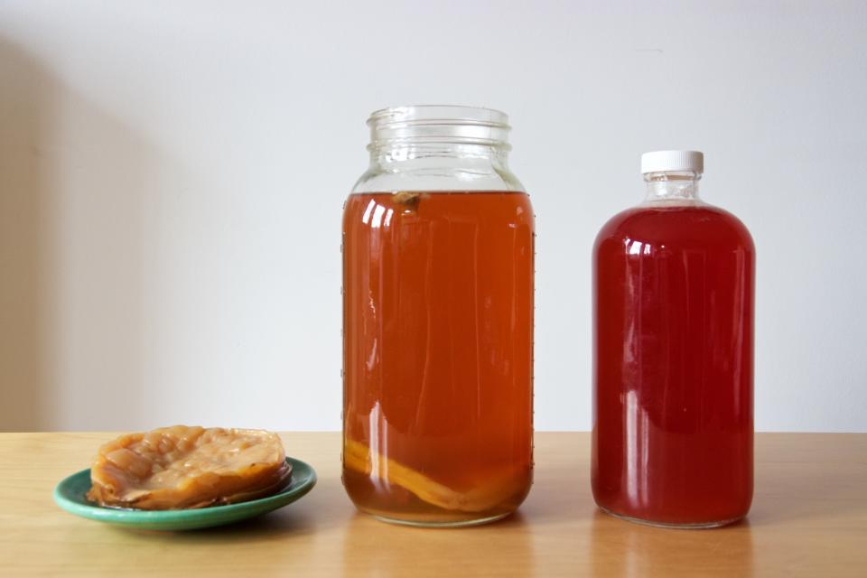 <a href="http://www.huffingtonpost.com/topic/kombucha">Kombucha</a>, the fermented drink of black tea that hit peak trend a couple years back, contains natural probiotics. The downfall to this drink's probiotic content is that it <a href="https://www.washingtonpost.com/lifestyle/wellness/2014/10/28/7ba5f68a-5ad6-11e4-8264-deed989ae9a2_story.html?utm_term=.7e0f8f7ae5aa" target="_blank">does not survive pasteurization</a>.&nbsp;And while you can drink it raw, there are <a href="http://www.webmd.com/diet/the-truth-about-kombucha" target="_blank">potential health&nbsp;risks</a>&nbsp;associated with drinking&nbsp;it this way.