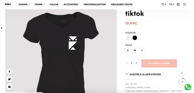 Un t-shirt identique à celui porté par Emmanuel Macron dans ces vidéos a été créé. (Photo: Capture Laligneshop.com)