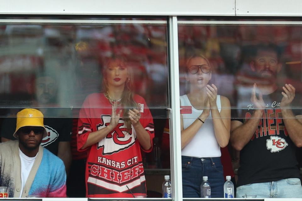 The Grammy winner attended her first Chiefs game on September 24, 2023 (Getty Images)