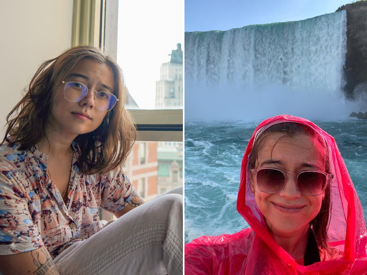 Two photos of the author in Canada