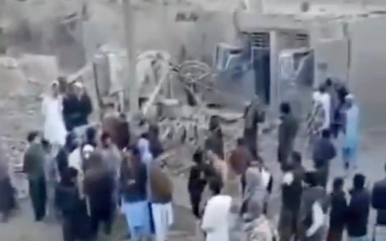 Video footage shared on social media appears to show one of the attack sites in Saravan, Iran