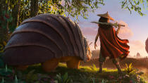 Disney hasn’t made an original animated movie since 2016’s <em>Moana</em>, but they’re back at the crease for <em>Raya and the Last Dragon</em>. Kelly Marie Tran voices the fearless protagonist, with Awkwafina lending her vocals to the mythical fire-breather — the last remaining example of her species. (Credit: Disney)