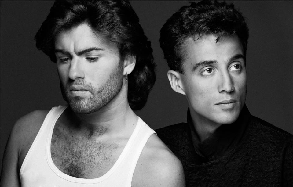 The hits of George Michael (left) and Andrew Ridgeley are collected in "Wham! The Singles: Echoes from the Edge of Heaven," out July 7, 2023.