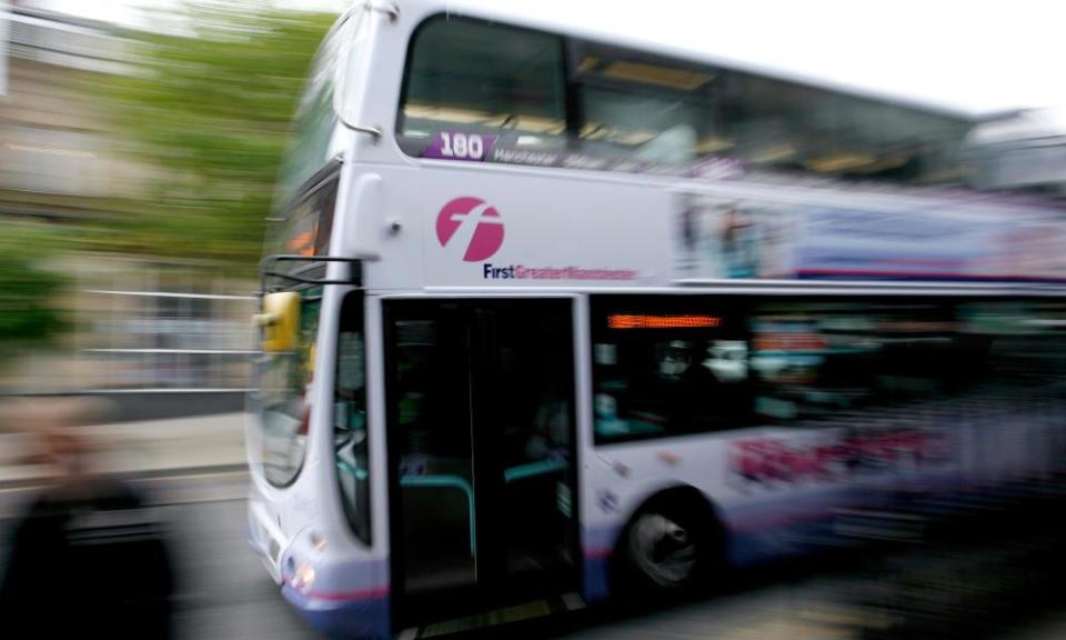 A bus operated by FirstGroup Plc.