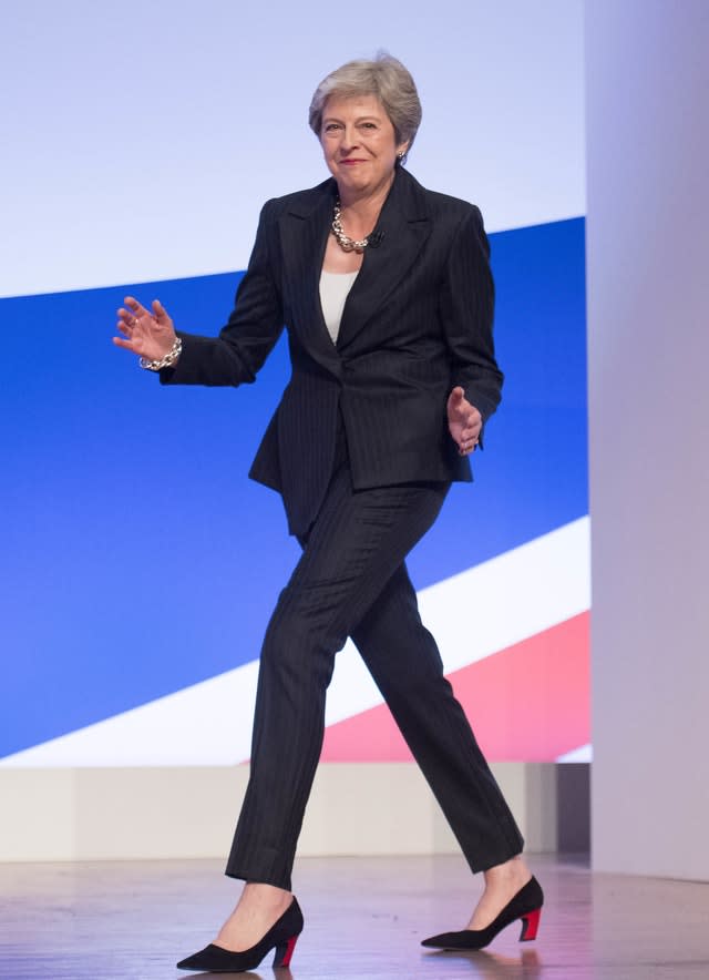 May makes her way onto stage at the party conference in Birmingham Stefan Rousseau/PA)