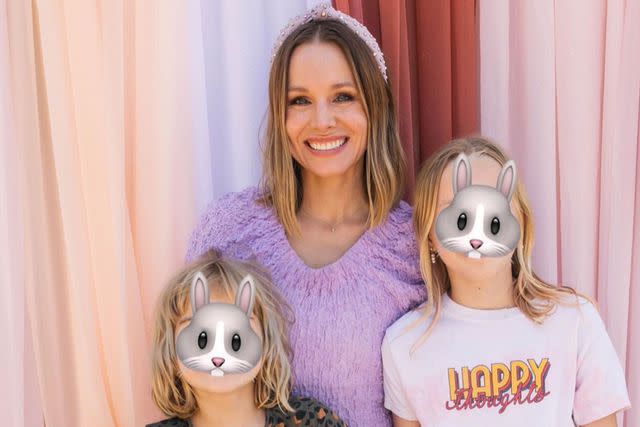 Kristen Bell/instagram Kristen Bell with her and Dax Shepard's two daughters on Easter in 2023