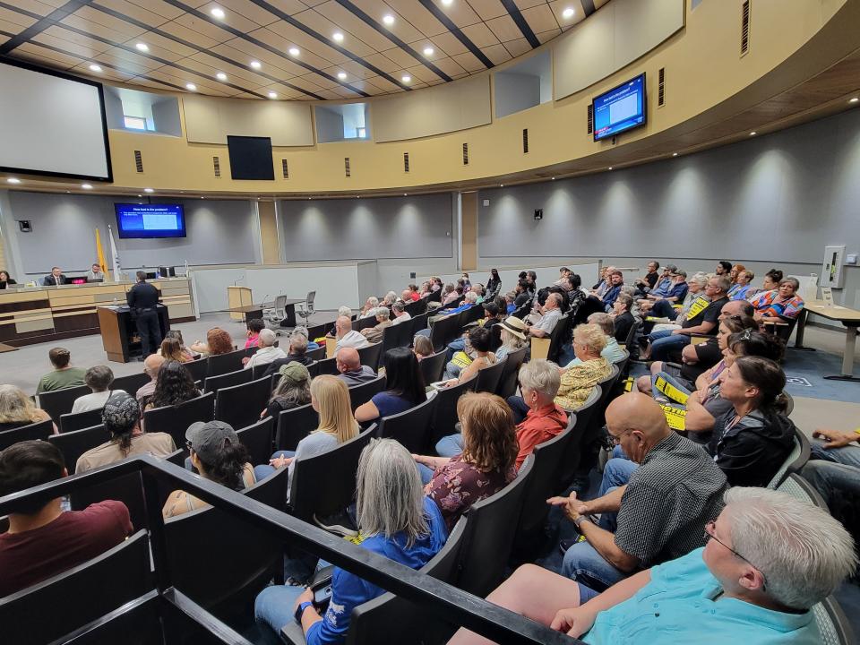 Las Cruces Police Chief Jeremy Story presented two proposed modified ordinances for solicitation and a new shopping cart ordinance in council chambers at City Hall on Monday, April 29, 2024.