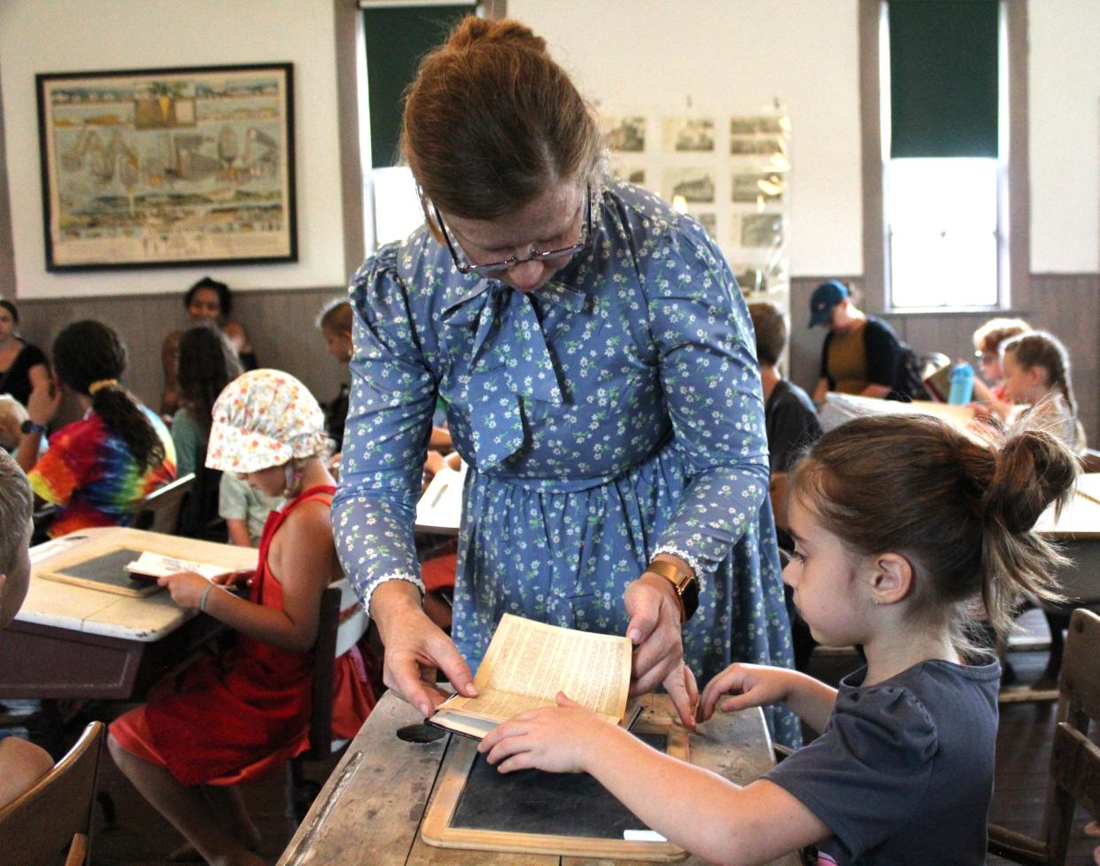 On Wednesday, Sept. 6. 2023, Heather Parker served as teacher for the day at the "Back to School Blast to the Past” hosted by Homeschool Wayfinders Community and the Exeter Historical Society. Parker has been homeschooling her children for 11 years.
