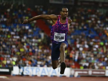 FILE PHOTO: Athletics - Golden Spike Meeting - Ostrava, Czech Republic - June 28, 2017- USA's Christian Taylor in action REUTERS/David W Cerny