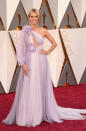 Heidi Klum arrives in this questionable lilac Marchesa gown, making her one of our worst dressed stars of the night.