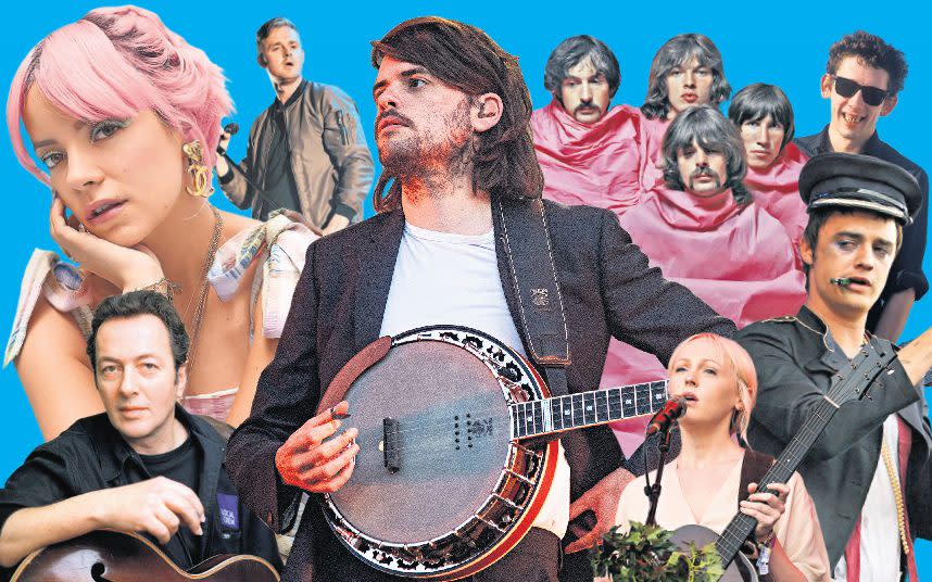 Winston Marshall, centre, is part of a genealogy of well-heeled musicians that includes Lily Allen and Pete Doherty, among others