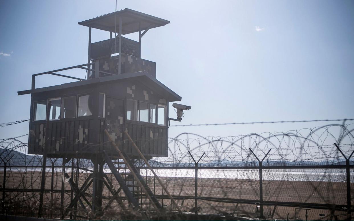 A South Korean army post with a security camera stands in the fortified Demilitarised Zone (DMZ) - Getty Images AsiaPac