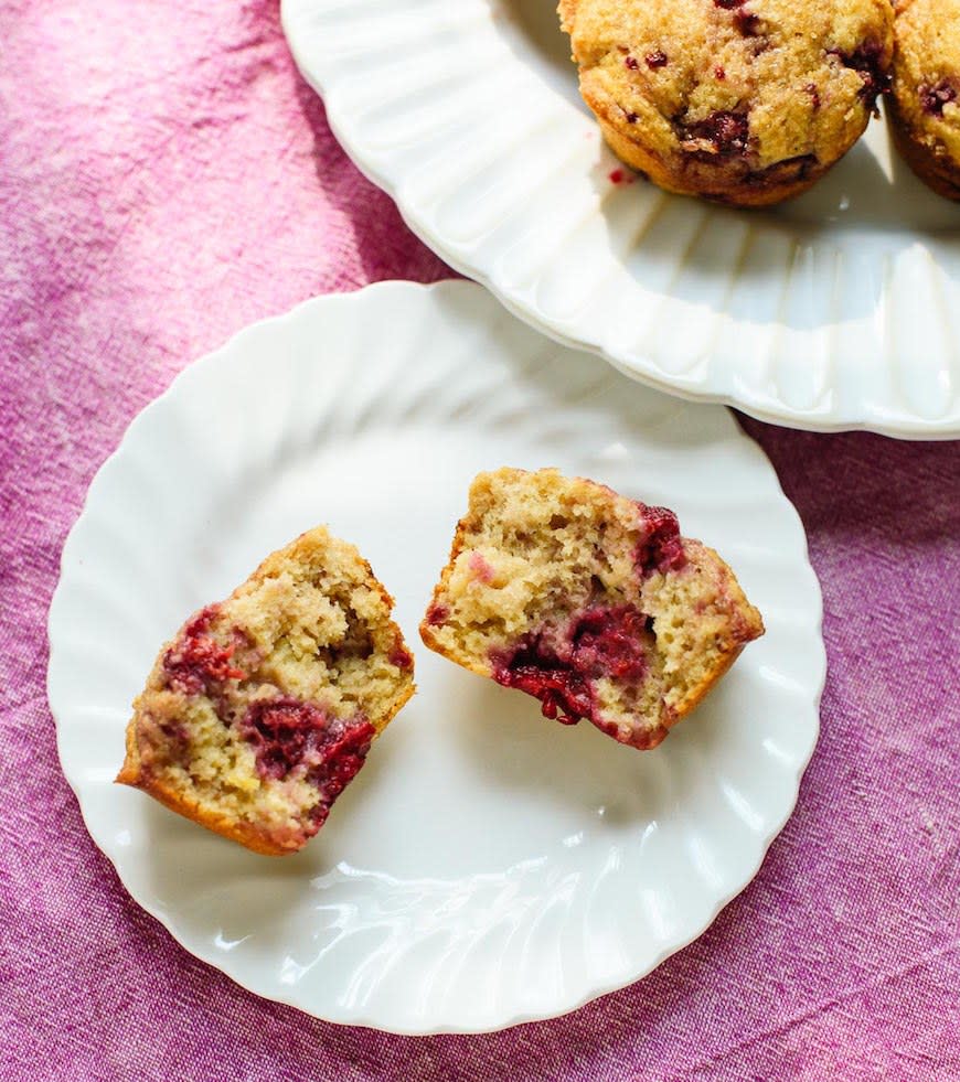 Healthy Raspberry Muffins from Cookie and Kate
