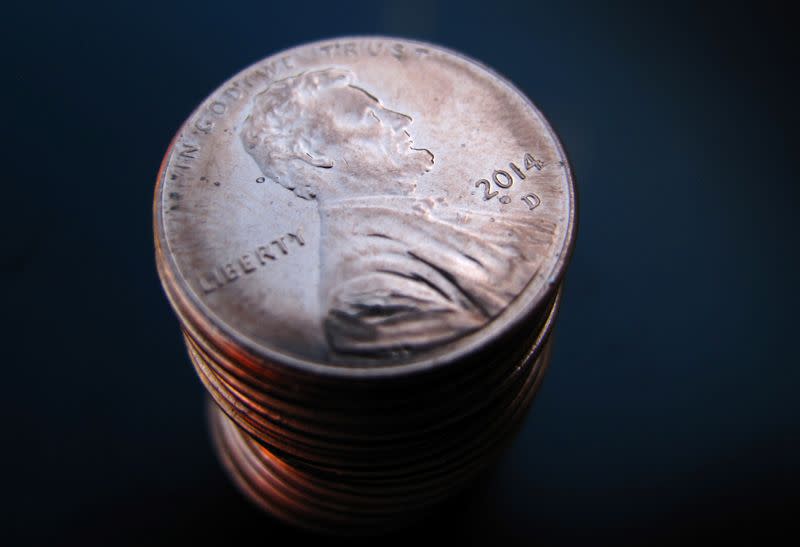 FILE PHOTO: A stack of one cent U.S. coins depicting Abraham Lincoln is shown in this photo Illustration in Encinitas, California