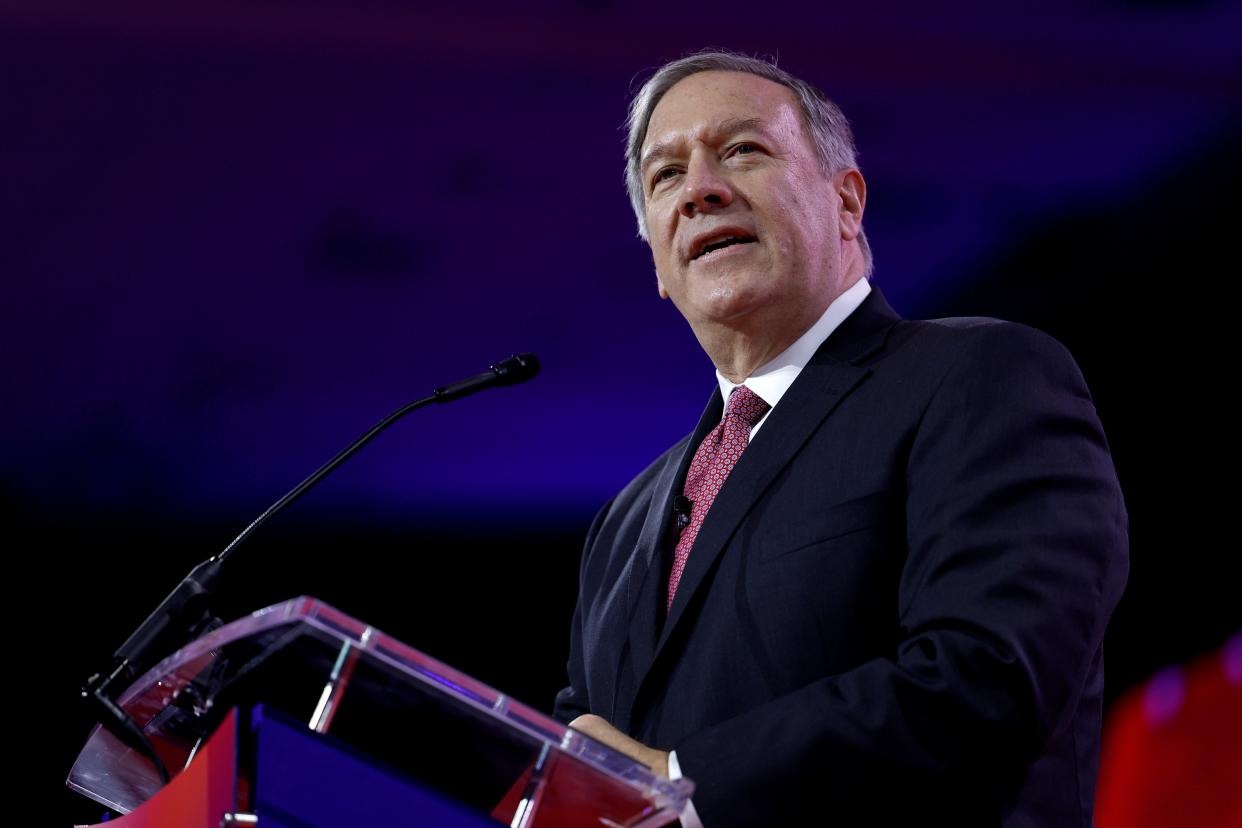 Former U.S. Secretary of State and Central Intelligence Agency (CIA) Director Mike Pompeo speaks during the annual Conservative Political Action Conference (CPAC) on March 03, 2023 in National Harbor, Maryland.