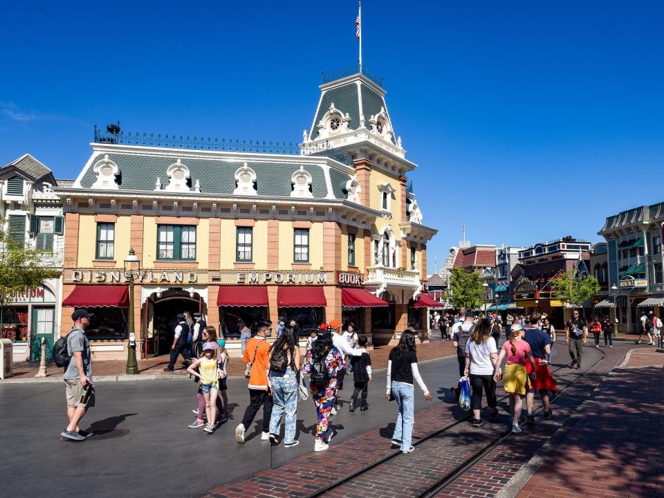 exterior shot of the emporium gift shop at disneyland