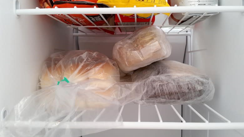 loaves of bread in freezer