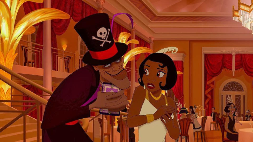 Tiana and Dr. Facilier in The Princess and the Frog.