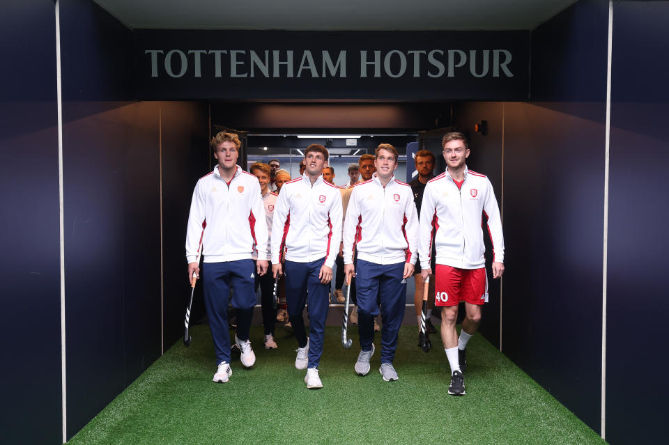 Stuart Rushmere (third left) at the Tottenham Hotspur Stadium for the 2026 World Cup Back The Bid event 