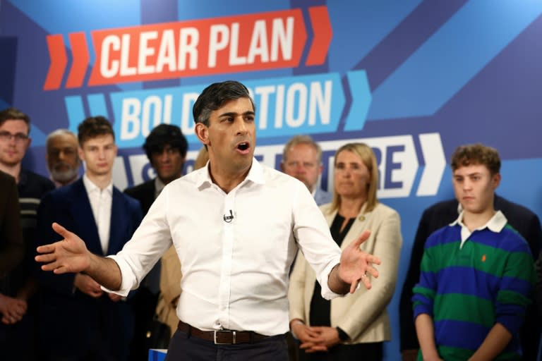 Le Premier ministre conservateur Rishi Sunak à Leeds, dans le nord de l'Angleterre, le 27 juin 2024 (Darren Staples)