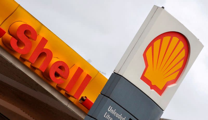 FILE PHOTO: The Royal Dutch Shell logo is seen at a Shell petrol station in London