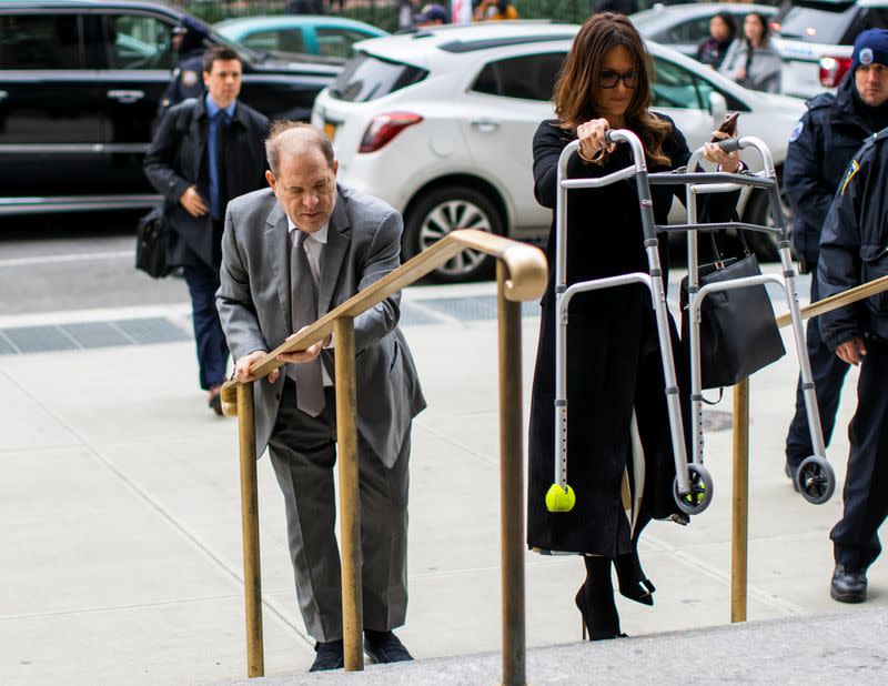 Film producer Harvey Weinstein arrives to the New York Criminal Court after a break for his sexual assault trial in the Manhattan borough of New York City