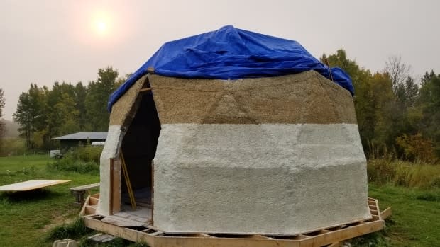 Christina Goodvin uses fibrous geothermal hempcrete blocks to insulate her tiny homes. (Submitted by Christina Goodvin - image credit)