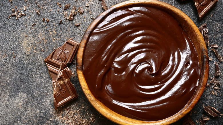 chocolate ganache in a bowl