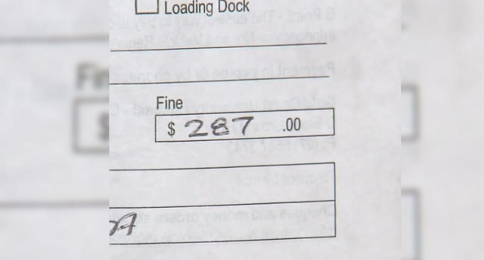 The parking fine marked with $287 can be seen. 