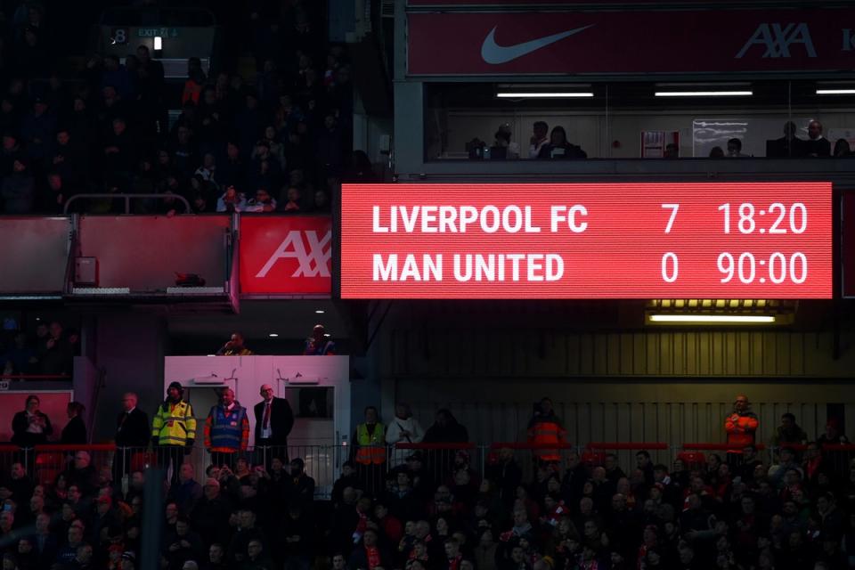 ‘A crazy score’: Klopp has tormented Manchester United at times throughout his tenure at Anfield (Getty)