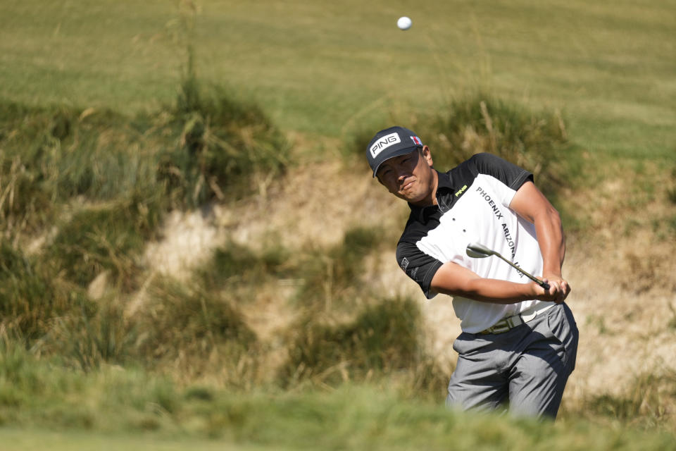 Ryutaro Nagano hits from the rough on the sixth hole during the third round of the U.S. Open golf tournament at Los Angeles Country Club on Saturday, June 17, 2023, in Los Angeles. (AP Photo/Marcio J. Sanchez)