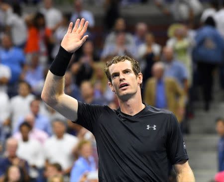 5, 2016; New York, NY, USA; Andy Murray of Great Britain after beating Grigor Dimitrov of Bulgaria on day eight of the 2016 U.S. Open tennis tournament at USTA Billie Jean King National Tennis Center. Mandatory Credit: Robert Deutsch-USA TODAY Sports