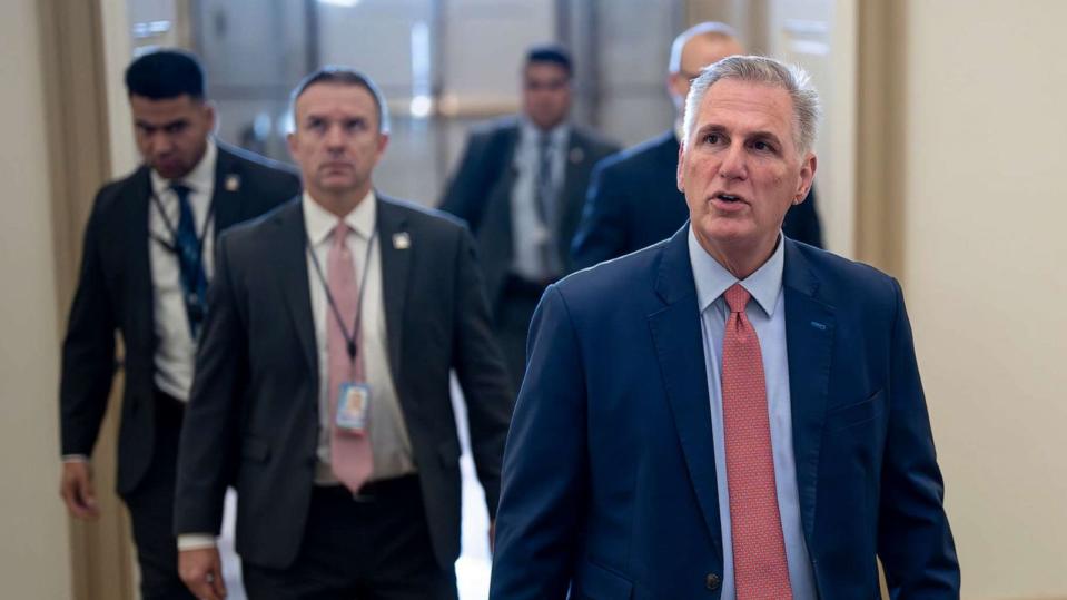 PHOTO: Speaker of the House Kevin McCarthy arrives at the Capitol in Washington, Sept. 12, 2023. (J. Scott Applewhite/AP)