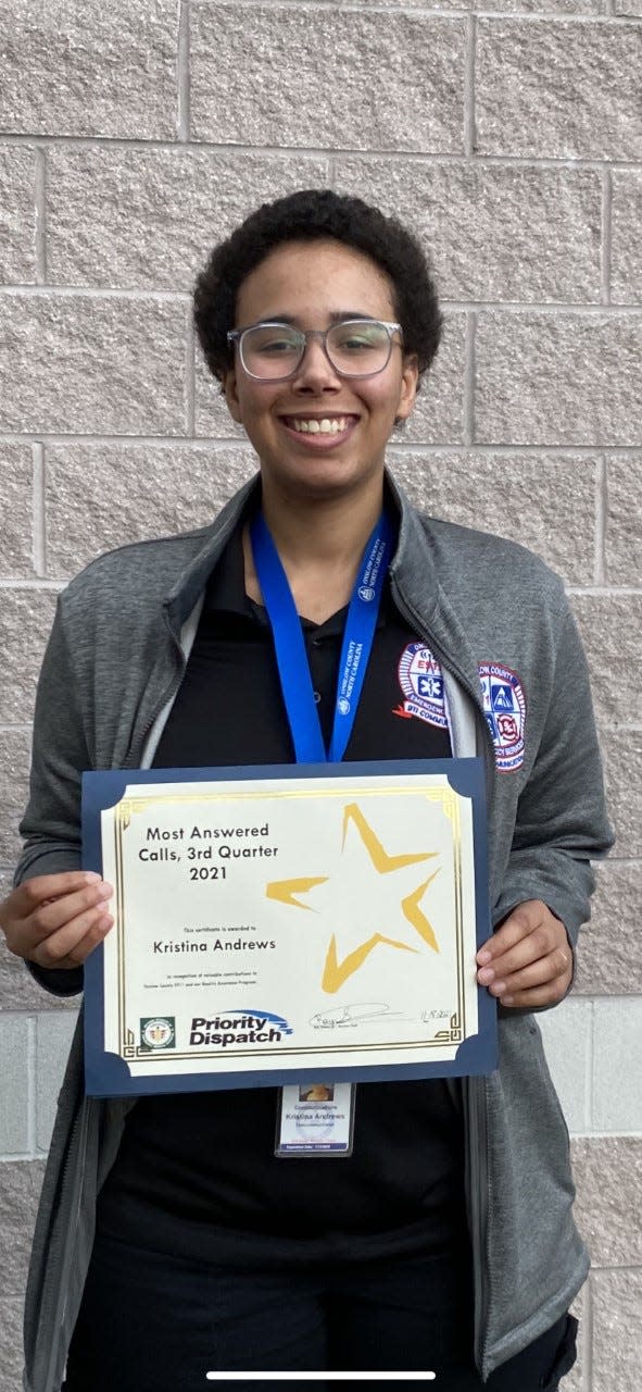 Kristina Andrews won the award for most answered calls, third quarter, in 2021.