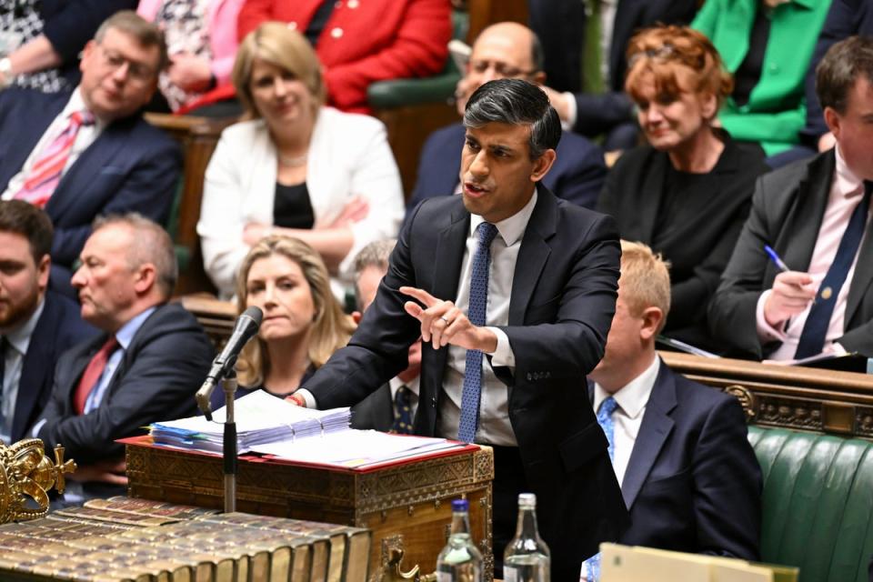 Rishi Sunak defends keeping the £10m donation at PMQs on Wednesday (UK Parliament/PA)